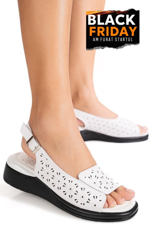 Sandale albe piele naturala tpc8027