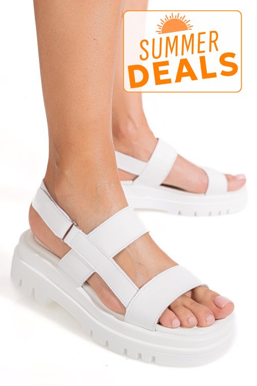 Sandale albe piele naturala tpc8043