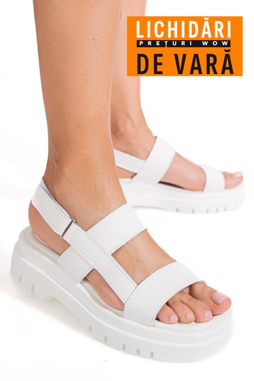 Sandale albe piele naturala tpc8043