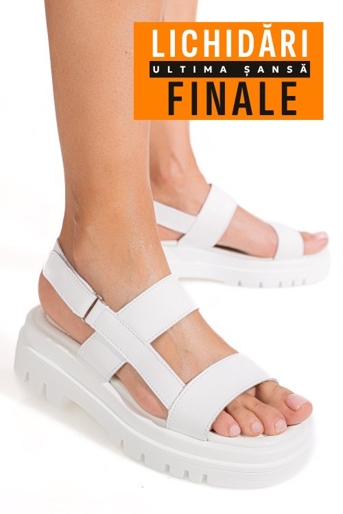 Sandale albe piele naturala tpc8043