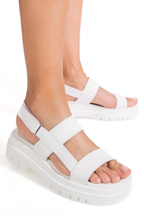 Sandale albe piele naturala tpc8043