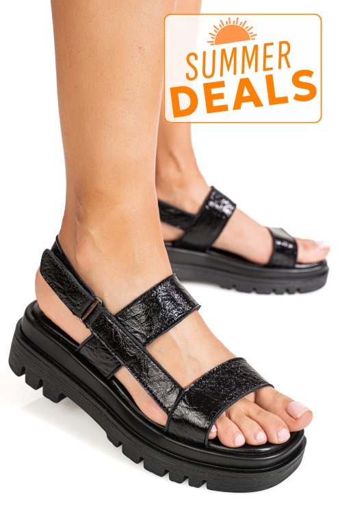 Sandale negre piele naturala tpc8043