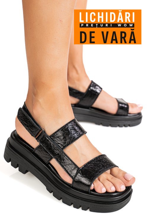 Sandale negre piele naturala tpc8043
