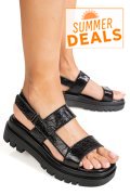SANDALE NEGRE PIELE NATURALA TPC8043