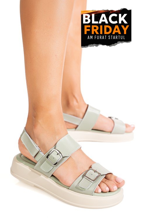 Sandale olive piele naturala tpc80602