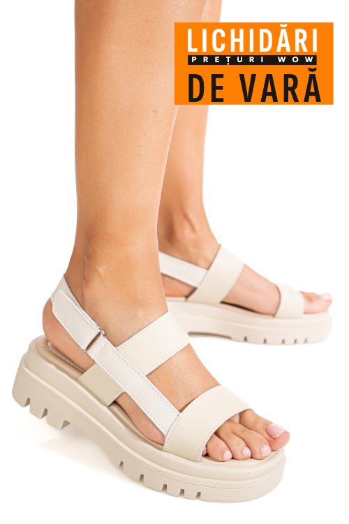 Sandale bej piele naturala tpc8043