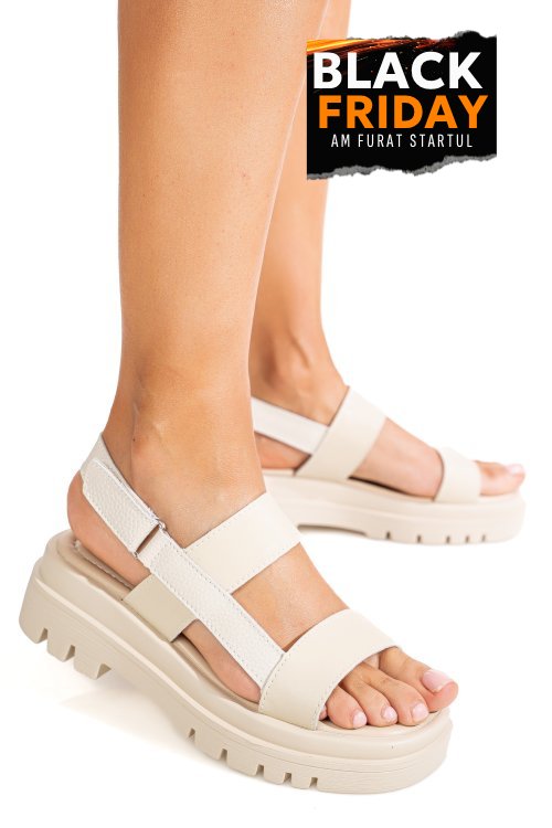 Sandale bej piele naturala tpc8043