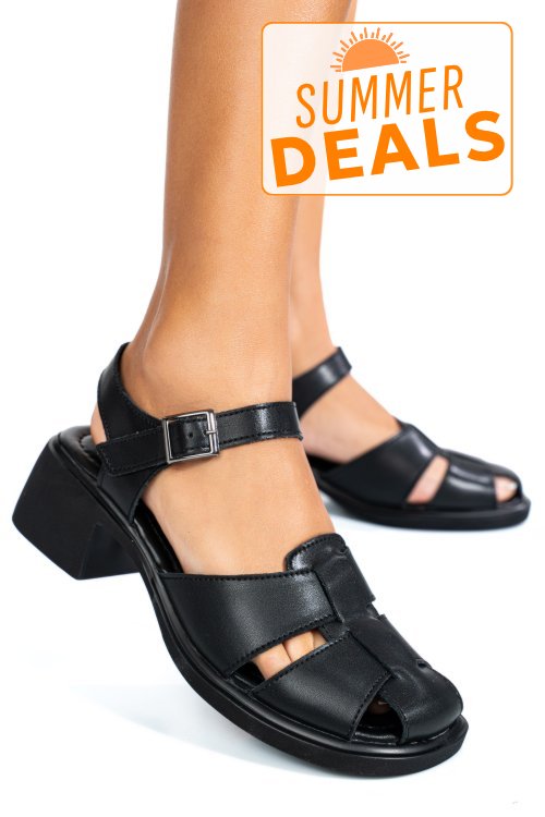 Sandale negre piele naturala jspy5760