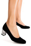 PANTOFI NEGRI TOC FLORAL PIELE NATURALA INTOARSA 1S77500