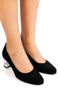 PANTOFI NEGRI TOC FLORAL PIELE NATURALA INTOARSA 1S77500