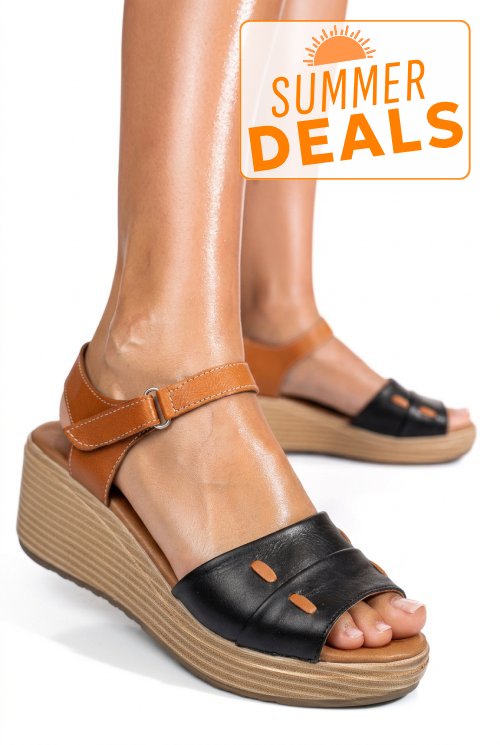 Sandale negru maro piele naturala 1s7757