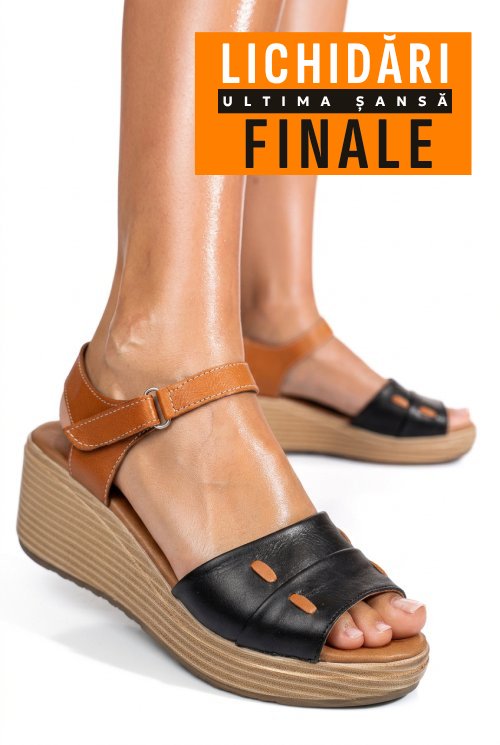 Sandale negru maro piele naturala 1s7757