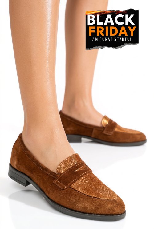 Mocasini maro piele naturala intoarsa 5590505