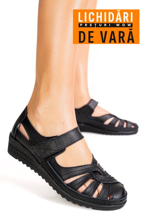 Pantofi negri piele naturala 5spq20