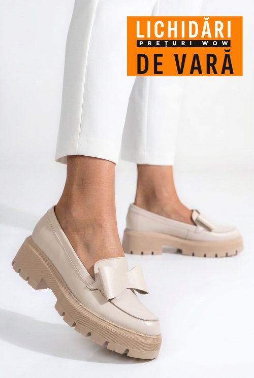 Mocasini bej piele naturala 2s77115