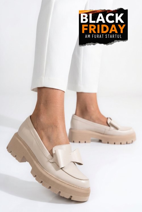 Mocasini bej piele naturala 2s77115