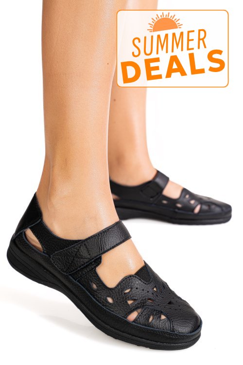 Pantofi negri piele naturala 5spq21