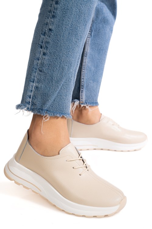 Pantofi sport bej piele naturala tsp5931
