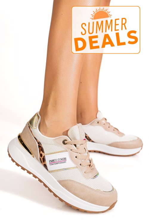 Enrico coveri, pantofi sport beige ejw616d30
