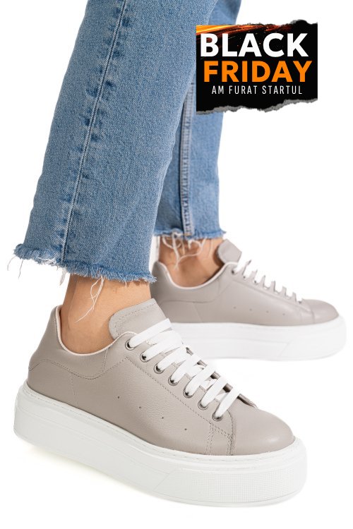 Pantofi sport gri piele naturala 4s7784