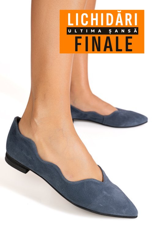 Balerini albastri piele naturala intoarsa 3s7718