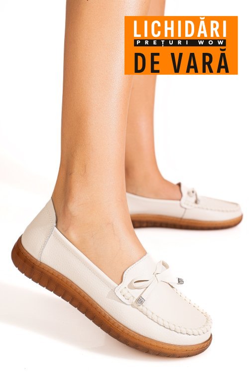 Mocasini bej piele naturala 7sp2023