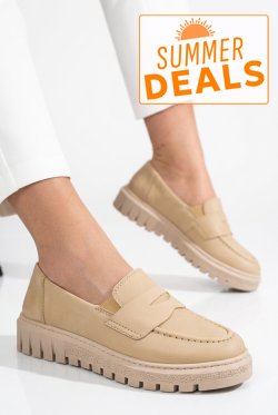 MOCASINI BEJ PIELE NATURALA 2KK1041901