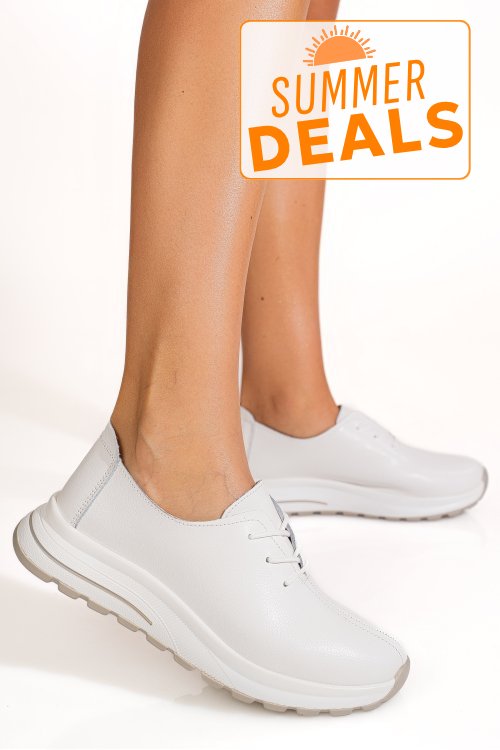 Pantofi sport albi piele naturala tsp5931