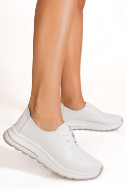 PANTOFI SPORT ALBI PIELE NATURALA TSP5931