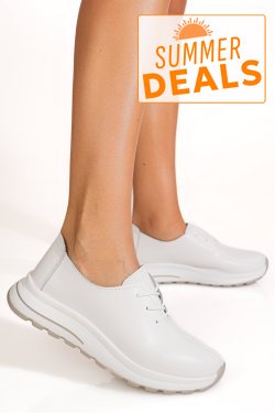 PANTOFI SPORT ALBI PIELE NATURALA TSP5931