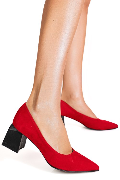 Pantofi rosii piele naturala intoarsa 5s77461b