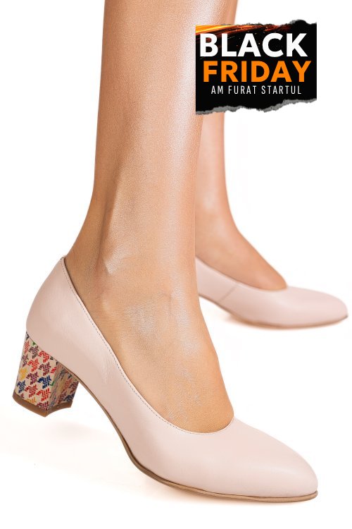 Pantofi roz toc color piele naturala 1s77500