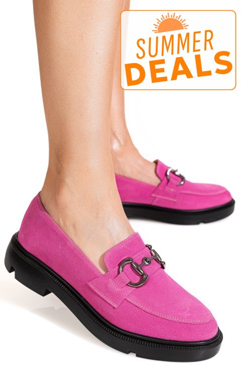 Mocasini fuchsia piele naturala intoarsa 1s77243