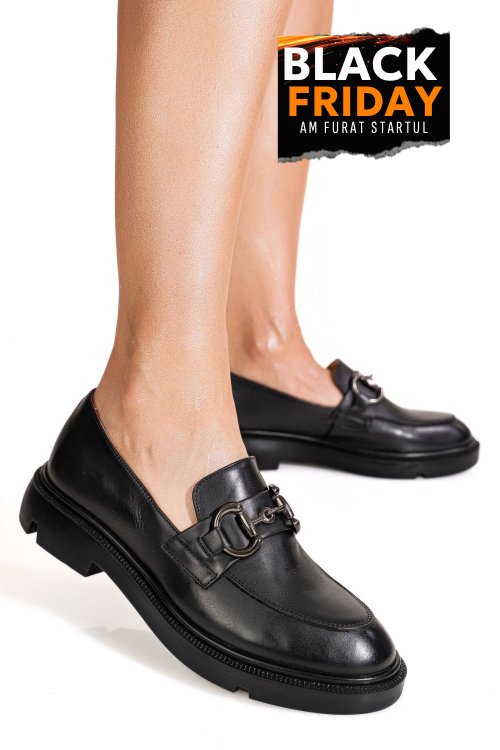 Mocasini negri piele naturala 1s77243
