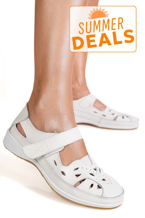 Pantofi albi piele naturala 5spq21