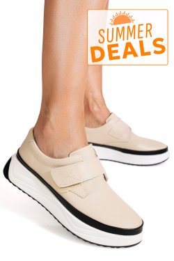 PANTOFI SPORT BEJ PIELE NATURALA T6086