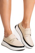 PANTOFI SPORT BEJ PIELE NATURALA T6086