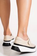 PANTOFI SPORT BEJ PIELE NATURALA T6086