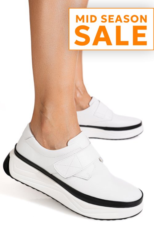 Pantofi sport albi piele naturala t6086