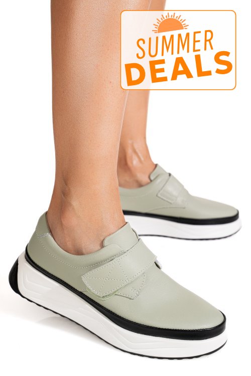 Pantofi sport olive piele naturala t6086