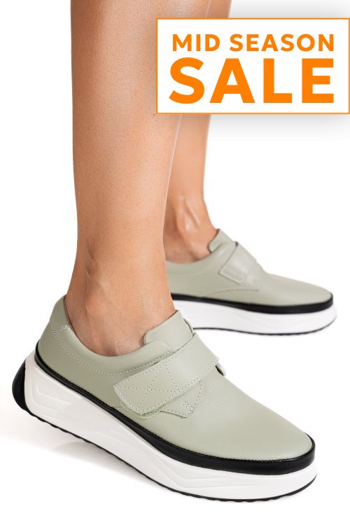 Pantofi sport olive piele naturala t6086