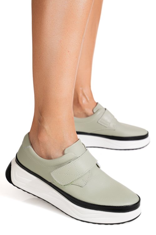 Pantofi sport olive piele naturala t6086