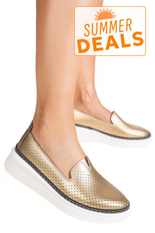 Espadrile aurii piele naturala jspy6701