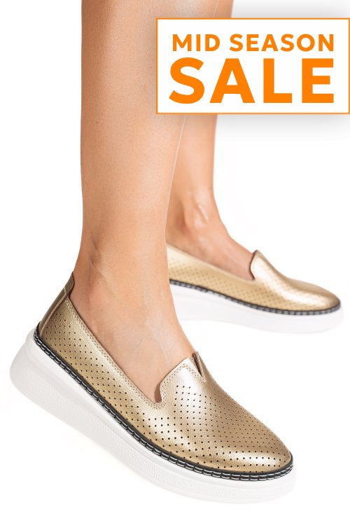 Espadrile aurii piele naturala jspy6701
