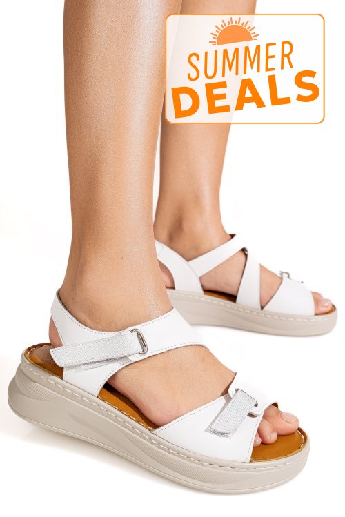 Sandale albe piele naturala jspy5800