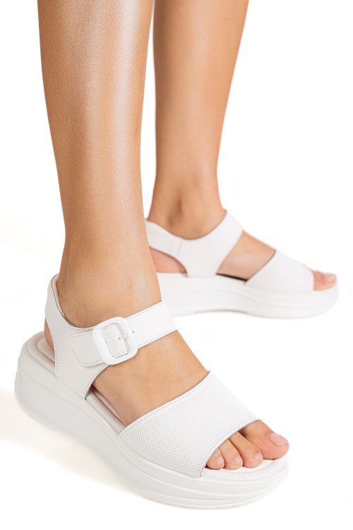 Sandale albe piele naturala fsp001797