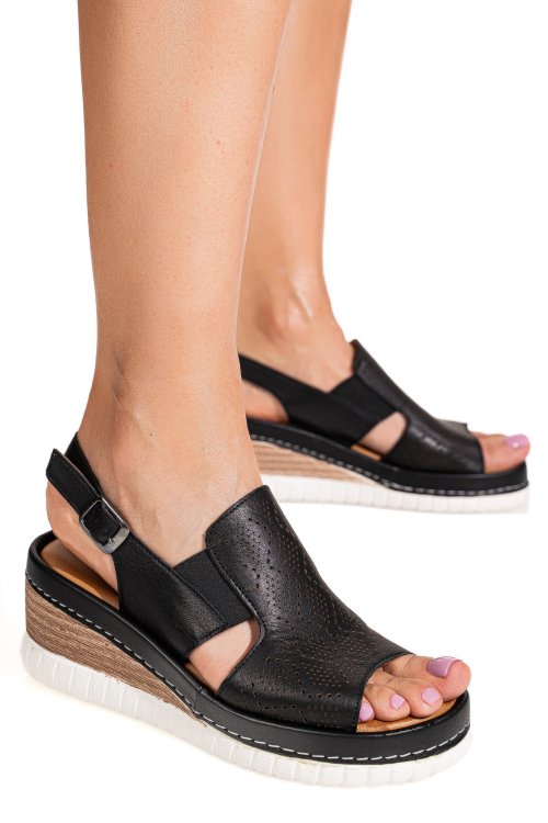 Sandale negre piele naturala 2pc10