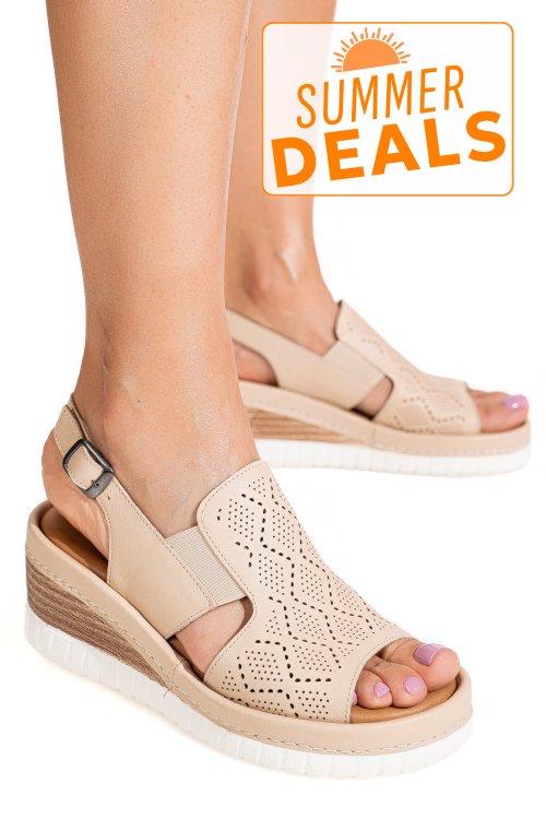 Sandale bej piele naturala 2pc10