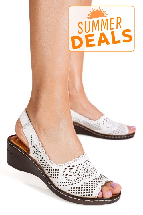Sandale albe piele naturala 6pc150