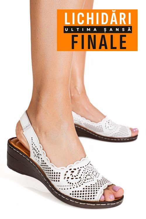 Sandale albe piele naturala 6pc150